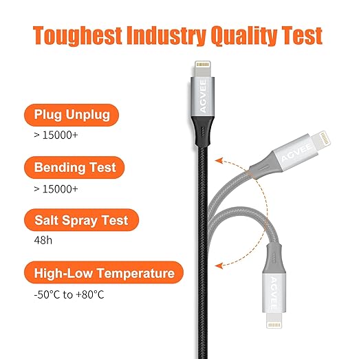 AGVEE 2 Pack 3.3ft Lightning Extension Cable, Braided Female to Male Extender Full Function Cord Compatible with iPhone iPad, Data Sync Video Audio & Charging Charger Connector Adapter, Dark Gray