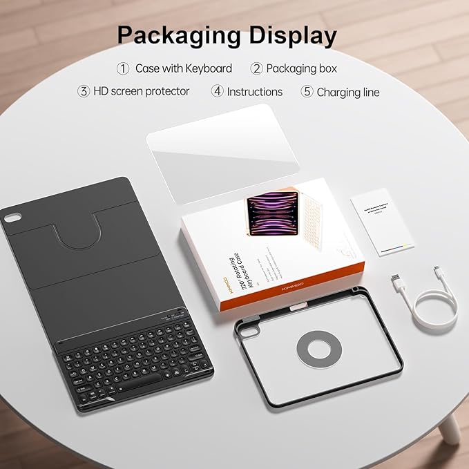 for iPad 11th 10th Generation Case with Keyboard, Magnetic 720° Rotatable Cover Detachable Wireless Bluetooth Backlit Keyboard with Pencil Holder for iPad 11 inch A16 2025 & 10.9 inch 2022 -Black