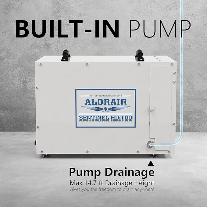 ALORAIR Sentinel HDi100 Commercial Dehumidifier with Pump, 220 Pints Whole Homes Dehumidifier for Crawl Spaces, Basements, up to 2,900 sq. ft. cETL