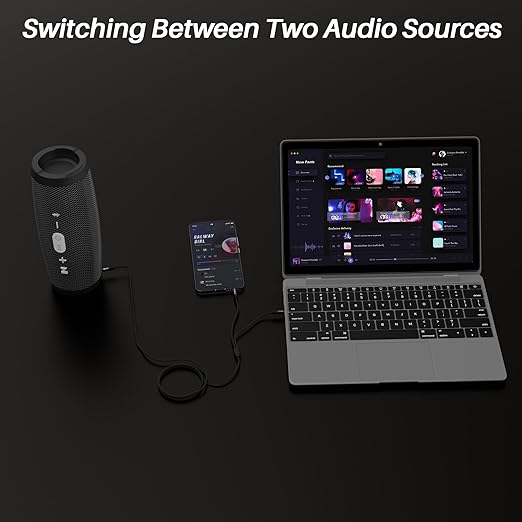 1/8 Inch TRS Stereo Y Splitter Cable 6FT, 3.5mm Male to 2-Male Y-Splitter Stereo Audio Cable, for Cell Phone PC Laptop, Speaker, Headphones, Suitable for Switching or Two Sets of Speakers