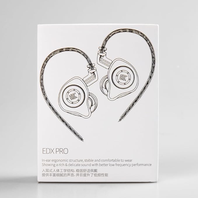keephifi KZ EDX Pro in Ear Monitors with Microphone KZ IEM Earphones Dual DD HiFi Stereo Sound Wired Earphones Noise Cancelling Earbuds for Musicians Singer Audiophiles (White, with Mic)