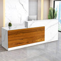 Reception Desk with Counter Modern Checkout Counter with Lockable Drawer Keyboard Tray Receptionist Desk for Office Salon Reception Table M Left 63inch/160cm