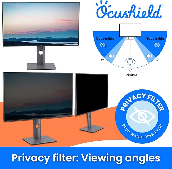 Ocushield 26” (16:10) Anti-Blue Light Screen Protector with Privacy Filter for Laptops and Computer Monitors - Anti-Glare - Easy Install - Anti-Fingerprint - Reduce Eye Fatigue (552 x 346 mm)