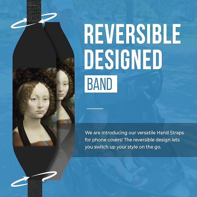 Customizable Universal Phone Grip Strap | Reversible Phone Hand Strap for Phone Cases as Phone Loop Holder| Secure handling by Comfortable Phone Strap - Mona Lisa The First Femen