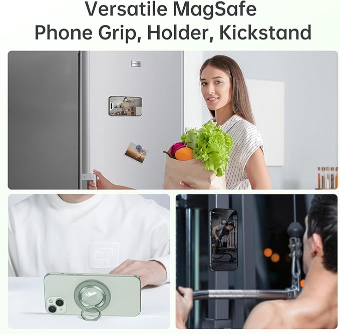Syncwire Magnetic Phone Ring Holder for MagSafe, Magnetic Cell Phone Grip Stand Finger Ring Kickstand with Two-Sided Magnets Compatible iPhone 16 Pro Max 15 14 13 12 Android, Green