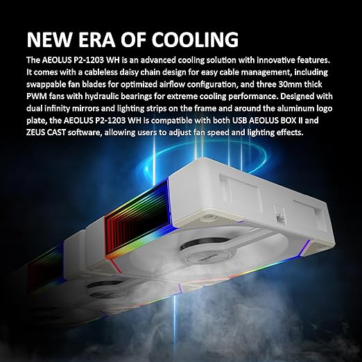 GAMDIAS Aeolus P2-1203U 120mm ARGB PWM Fan(3 Fan Pack w/USB Hub), Include Reverse Fan Blade x3, ARGB Sync Ready, Easy Installation & Cabless Daisy-Chain Design, Silent Operation, Up to 2400RPM, White