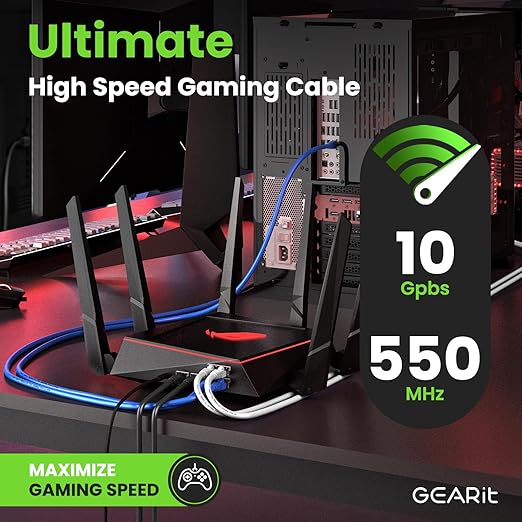 GEARit Cat 6 Ethernet Cable Pack - 20-Pack 25 ft Cat6 Ethernet Patch Cables | RJ45 Network Patch Cable, 10 Gbps Snagless Gold-Plated Connectors - Ethernet Cable Cat 6 for PC, TV, Router - Black