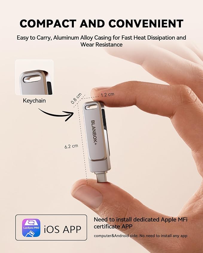 MFi Certified 512GB Flash Drive for iPhone Photo Stick, USB Thumb Drive Memory Stick High Speed USB Drive Photo Storage for iPhone Compatible for iPhone/iPad/Android/PC
