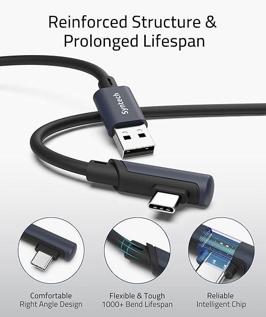 Syntech Link Cable 20 FT Compatible with Oculus/Meta Quest 3/Meta Quest 3S, Quest2/Pro/Pico 4/Ultra Accessories and PC/SteamVR, High Speed PC Data Transfer, USB 3.0 to USB Cable for VR Headset, Black