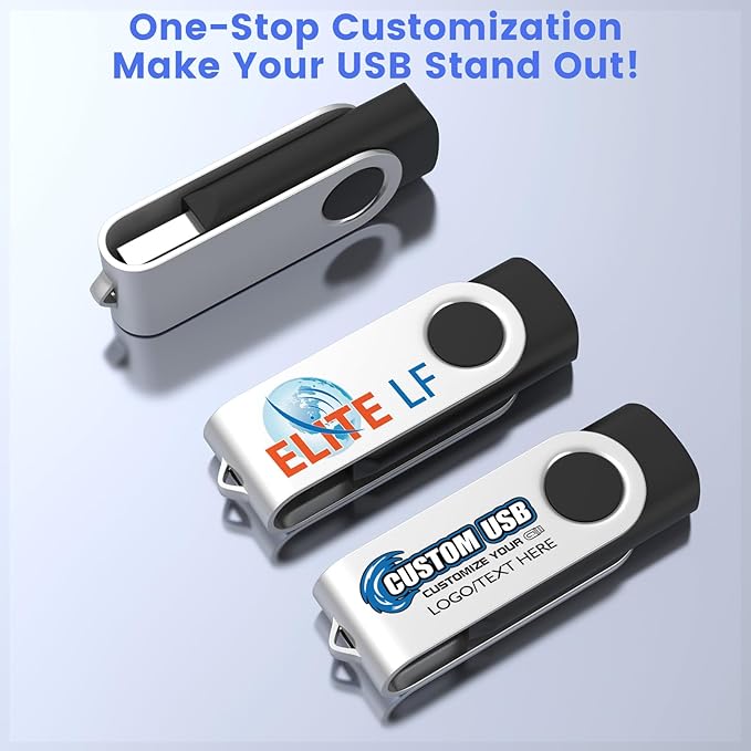 ABLAZE Personalized USB 64GB Flash Drive 10 Pack, USB 2.0 Custom Thumb Drives Personalized Pendrive Memory Stick (Mixcolors)