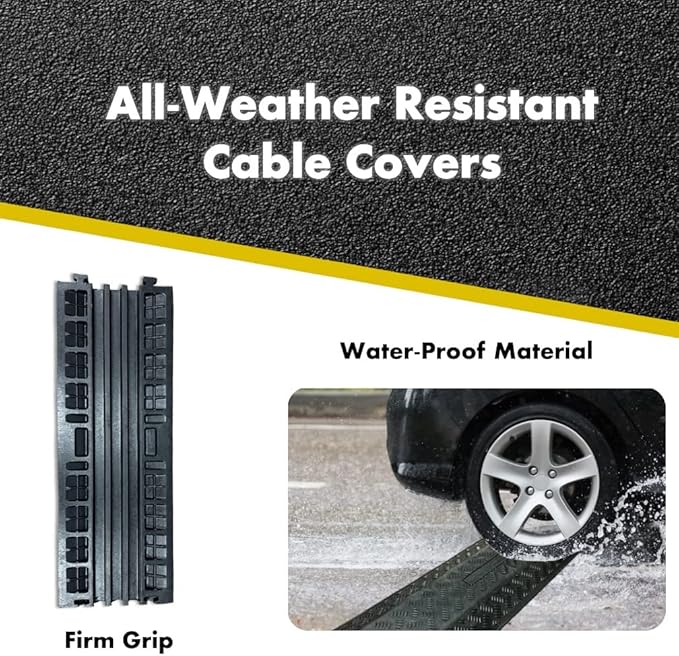 Kable Kontrol Drop Over Floor Cord Cover – 40” Inch Long 2 Channel Cable or Wire Protector – Rubber Ramp for Indoor and Outdoor Use – Black