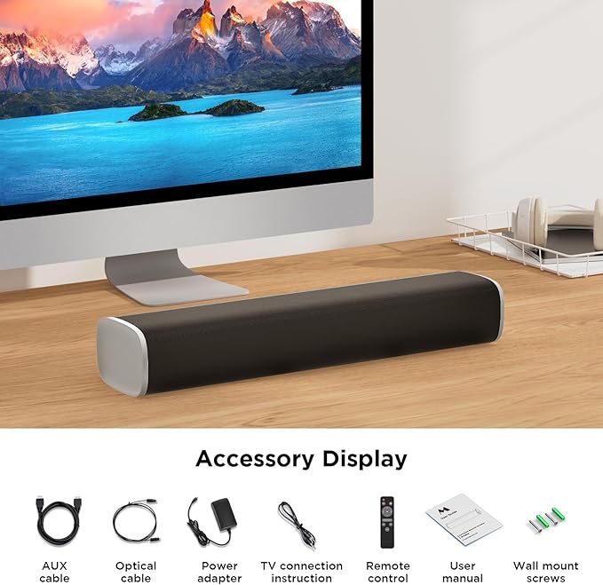 MZEIBO TV Sound Bar, Sound Bars for Smart TV Bluetooth 5.0 Soundbar 50W 17Inch Soundbars with ARC/Optical/AUX Connection Surround for Home Theater Audio