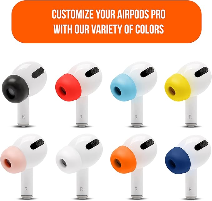 WC TipZ - Upgraded Memory Foam Ear Tips for Airpods Pro Made by Wicked Cushions | Improved Comfort, Tighter Seal, Better Foam Rebound Time | Fits Perfectly in Charging Case | Wicked Orange