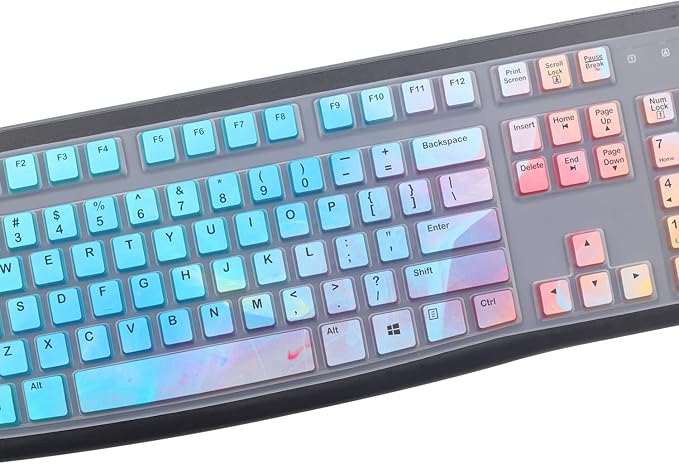 Silicone Keyboard Cover for Logitech K120 & MK120 Ergonomic Desktop USB Wired Keyboard, Logitech K120 & MK120 Keyboard Protective Skin US Layout (NOT Fit Other Model)-Colorful