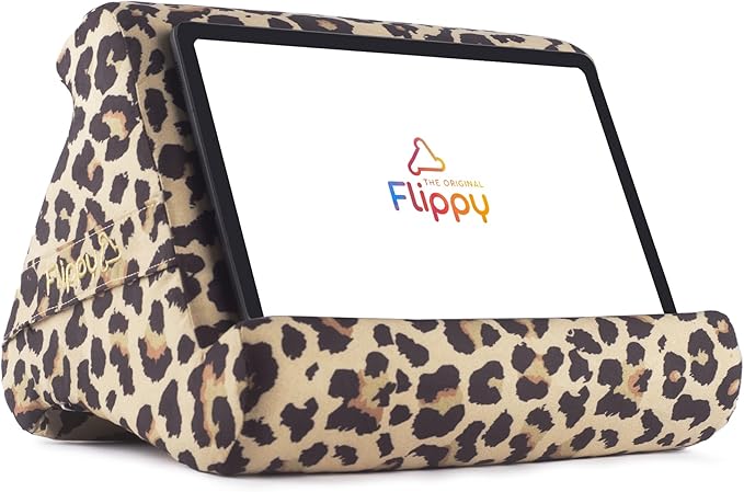 Flippy Tablet Pillow Stand - Cushion Tablet Stand & Holder, Bed Support for Lap and Desk, Compatible with Phone & Book Reading: Kindle, iPad Pro, iPhone & Samsung - Def Leopard