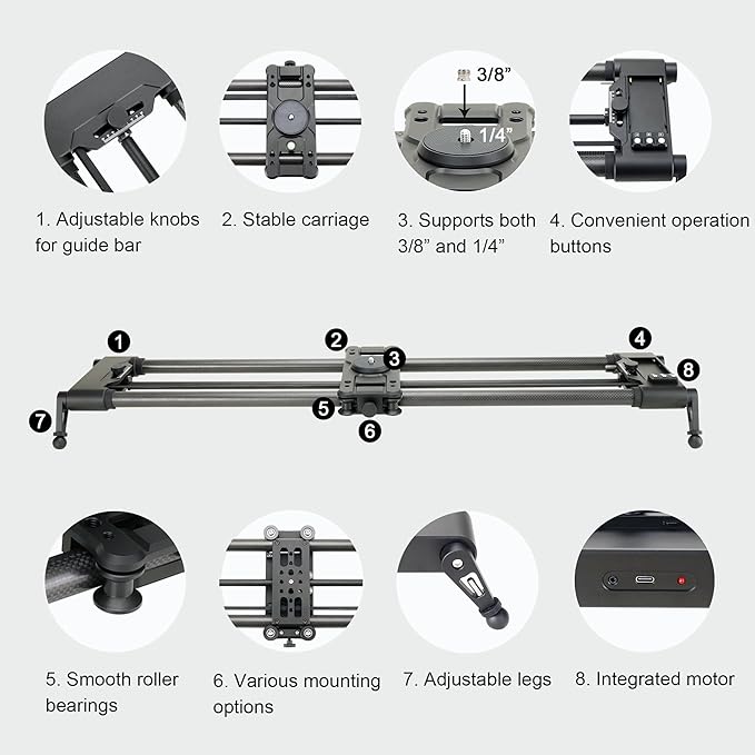 Konova New G1 Wireless Motorized Integrated Carbon Slider for Video, Time Lapse, Stop Motion, Parallax Panormaic Shooting (60cm (23.6"))