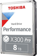 Toshiba X300 PRO 8TB High Workload Performance for Creative Professionals 3.5-Inch Internal Hard Drive – Up to 300 TB/Year Workload Rate CMR SATA 6 GB/s 7200 RPM 512 MB Cache - HDWR780XZSTB