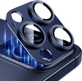 Esanik 2 Pack for iPhone 15 Pro/iPhone 15 Pro Max Camera Lens Protector (Blue Titanium)
