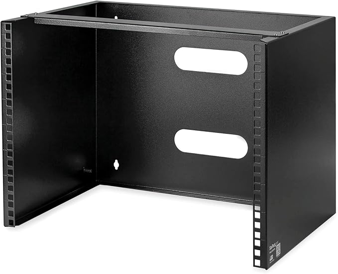 StarTech.com 8U Wall Mount Patch Panel Bracket - 13.75 inch Deep - 19" Patch Panel Rack & 1U Server Rack Shelf - Universal Vented Rack Mount Cantilever Tray, Black (CABSHELFV1U)