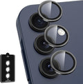 for Samsung Galaxy A35 5G Camera Lens Protector, Individual Metal Ring Tempered Glass Lens Cover, [Strong Adsorption] Scratch Resistant Ultra-Thin HD Clear Lens Cover, 1 Set-Black