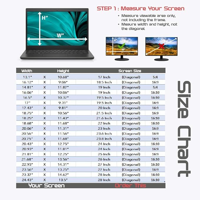 Computer Privacy Screen Filter for Widescreen Monitor - Anti-Glare, Blue Light Reduction, and Privacy Shield Protector - 23 Inch 16:9 Aspect Ratio