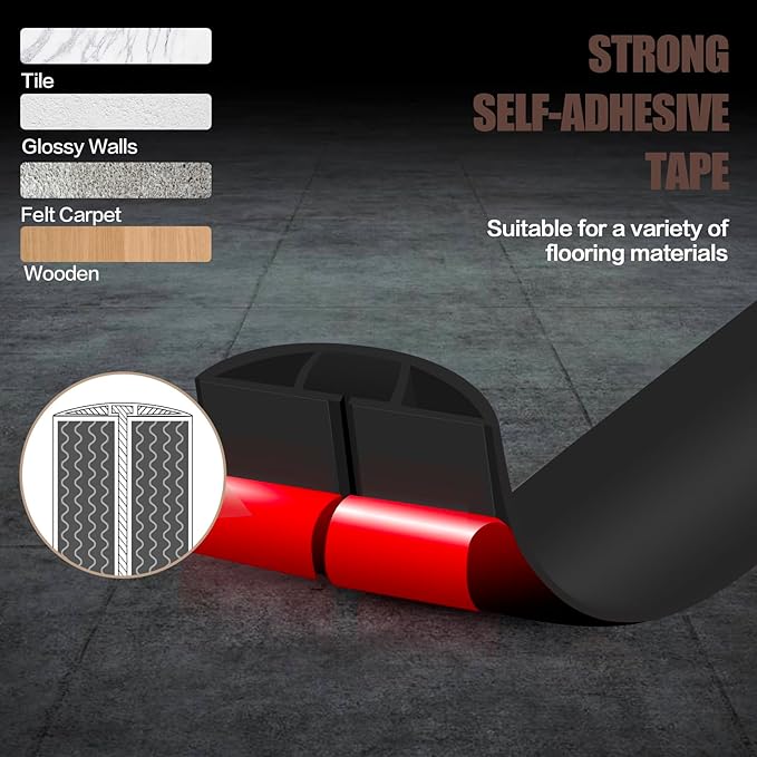 Floor Cord Cover Self Adhesive Cord Hider,3.3FT Cable Management, Extension Strip Protector for Wires, Prevent Cable Trips for Offices, Gyms, Exhibitions Cavity:0.3"(W) x 0.28"(H) Black