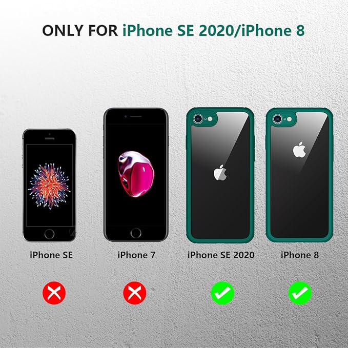 Miracase for iPhone SE Phone Case 3rd/2nd Generation 2022 2020 Full-Body with Built-in Glass Screen Protector, Heavy Duty 360° Protective Shockproof Bumper Cover for iPhone 8/SE, Green