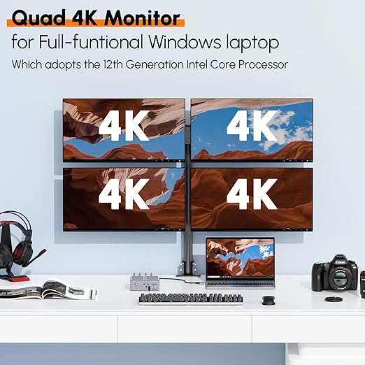 TobenONE DisplayLink Docking Station Triple Monitor with 120W Power Adapter, Triple 4K Display for MacBook Pro/Air, Thunderbolt 4/3, USB-C Windows(3X HDMI, 3X DP, 2xUSB-C, 4xUSB 3.2, SD/TF)