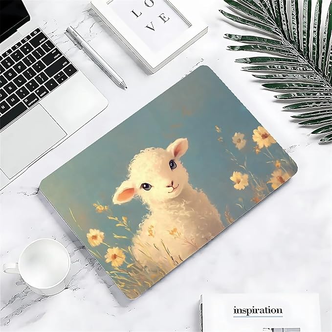 Compatible with MacBook Air 13.3 13.6 Inch Case 2022 2021 2020 2019 Plastic Hard Shell Case Cover,13.6 Air (A2681) M2 2022, Cute Little Lamb