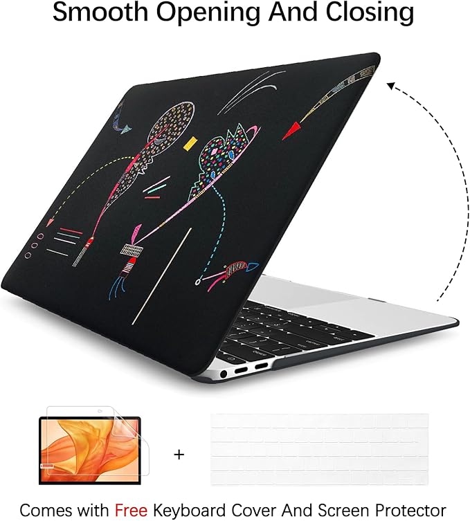 Berkin Arts Compatible with MacBook Air 13 inch Cover, 2022-2018 Release A1932 with Touch ID with Keyboard Cover & Screen Protector Naive Art Illustrated (Two Sides by Kandinsky)