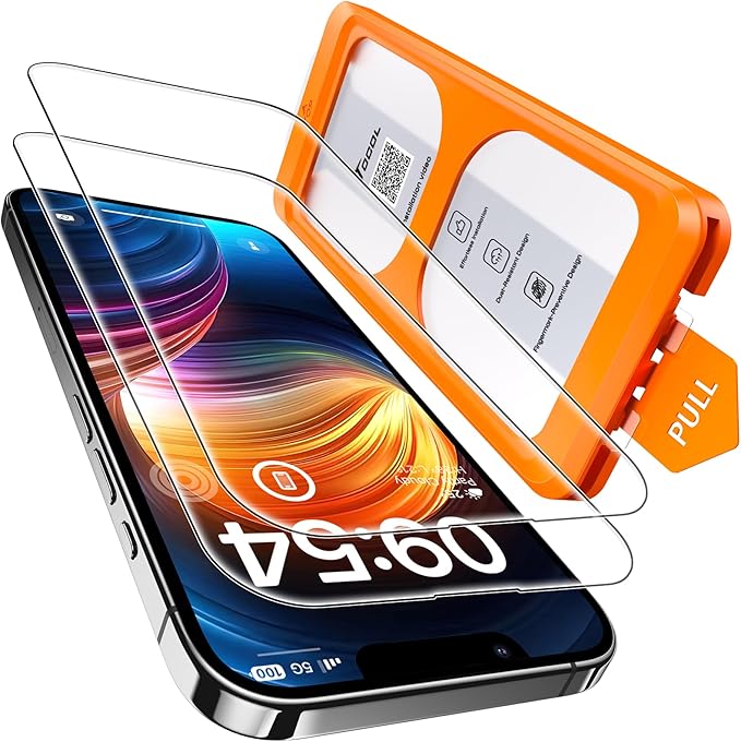 TOCOL for iPhone 12 Pro Max Screen Protector 9H Hardness Military Grade Shatterproof HD Tempered Glass Full Coverage Easy Installation Case Friendly 2 Pack