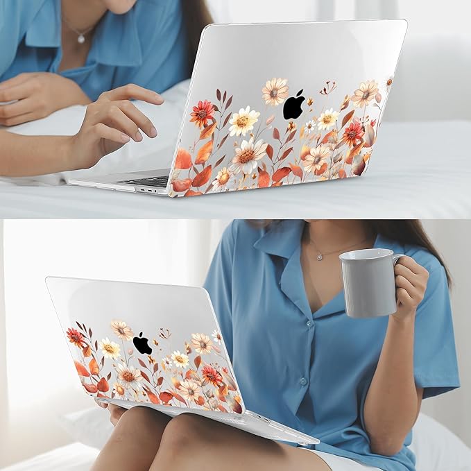Mektron Case for MacBook Pro 16 Inch A2141 Cover 2019 Release 16" with Liquid Retina Display/Touch ID, Plastic Hard Shell with Keyboard Skin & Screen Protector & Dust Plug, Autumn Floral