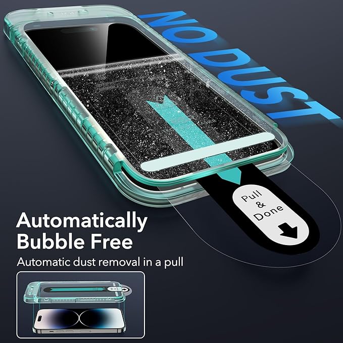 ESR for iPhone 14 Pro Screen Protector Set, 3 Tempered-Glass Screen Protectors and 1 Set of Camera Lens Protectors, Smooth Rounded Edges, Full-Coverage Military-Grade Protection, Scratch Resistant