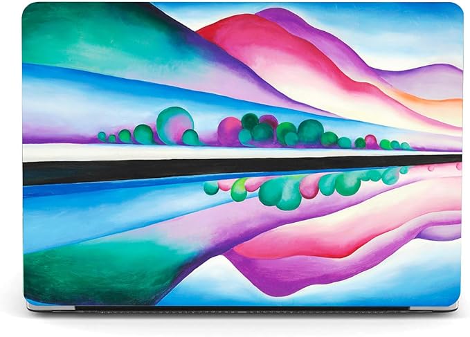 Berkin Arts Compatible with MacBook Pro 13 inch Cover, 2022-2016 Release A1706/A1989/A2159 with Keyboard Cover & Screen Protector Vivid Abstract Landscape (Lake George Reflection by O'Keeffe)