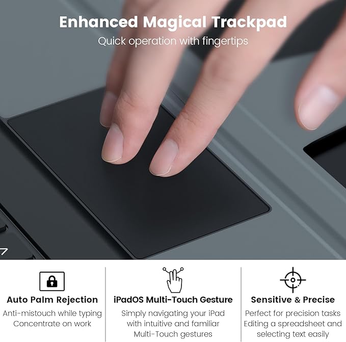 Nillkin iPad A16 (11th Gen) / 10th Gen Case with Detachable Keyboard, Magic Trackpad, Portrait/Landscape, Rugged Keyboard Case with Camera Cover for iPad 11th / 10th Generation (2025/2022), Black