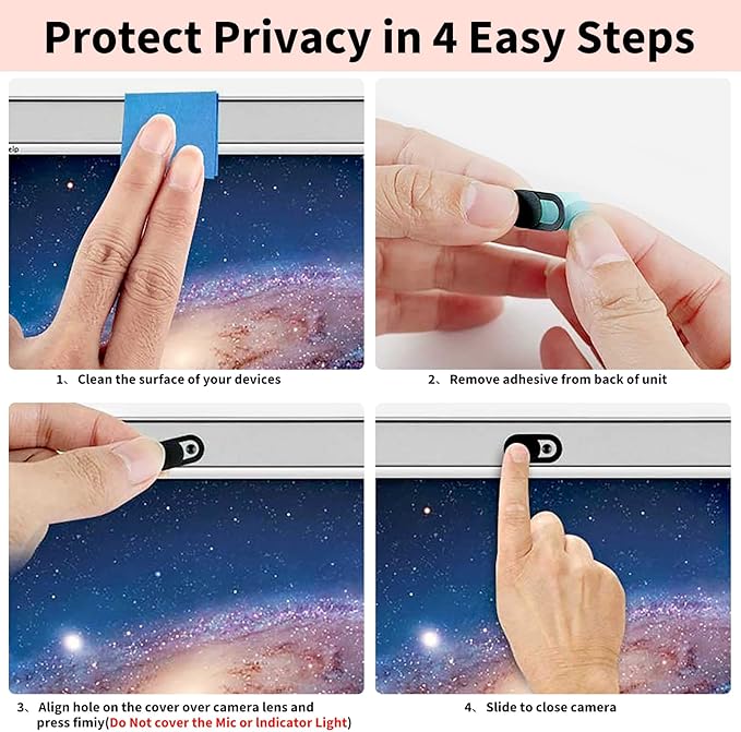 Webcam Cover (3 Pack), 0.03 inch Ultra Thin Laptop Camera Cover Slide for iPhone iPad MacBook Pro Computer iMac Cell Phone PC Accessories Camera Blocker Slider, Great for Privacy - Black