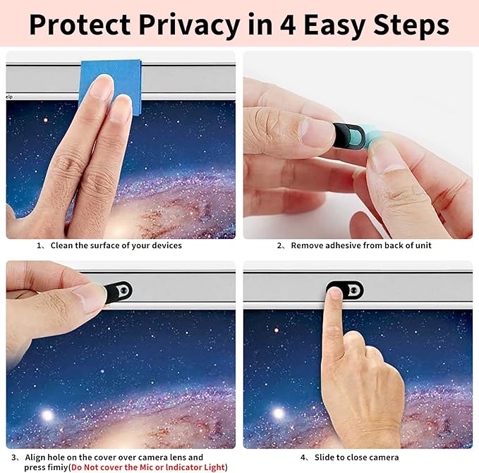 Webcam Cover (6 Pack) 0.03 inch Ultra Thin Laptop Camera Cover Slide for Computer MacBook Pro/Air iMac iPhone Cell Phone PC Tablet Notebook Surface Pro Echo Show Camera Blocker Slider - Black