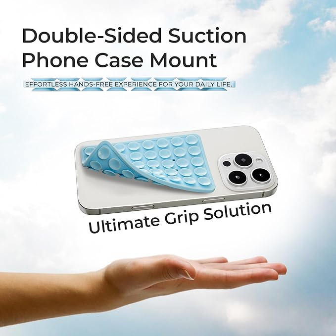 SUCKY Silicone Suction Phone Case Adhesive Mount - Anti-Slip Holder, Hands-Free Fidget Toy, Phone Accessory for iPhone and Android (Hot Pink, Double V2)