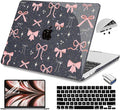 Teryeefi for MacBook Air 13.6 inch Case M4 M3 M2 2024-2022 Release Model A3240 A3113 A2681, Protective Plastic Hard Shell Case Cover for MacBook Air M2 M3 M4 Chip 13 inch, Pink Ribbon Bow-105