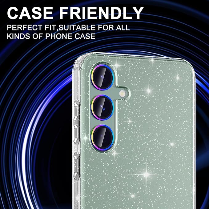 for Samsung Galaxy S24 FE Camera Lens Protector, Individual Metal Ring Tempered Glass Lens Cover, [Strong Adsorption] Scratch Resistant Ultra-Thin HD Clear Lens Cover, 1 Set-Colorful