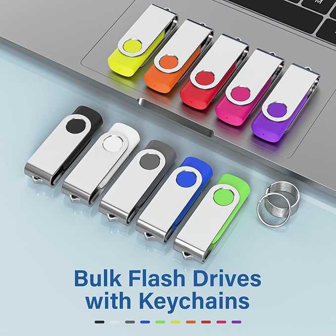20Pack 1GB USB 2.0 Flash Drive with Keychains,Swivel USB Thumb Drives Memory Stick USB Drive for PC Laptop Computer (Mixcolors)