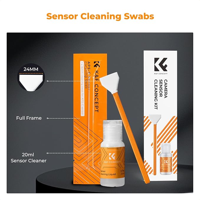 K&F CONCEPT Camera Cleaning Kit16mm APS-C Frame Sensor Cleaning Swab*6 + 20ml Sensor Cleaner, DSLR SLR Digital Camera CMOS Cleaning Compatible with Nikon Sony Canon Camera Clean