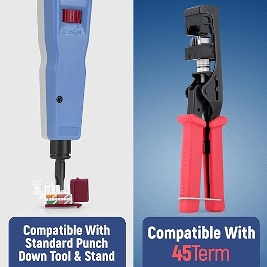 Everest 45° Angled RJ45 Cat6 Keystone Jacks 50-Pack in Red - Slim Profile Female RJ45 Connectors - Cat 6 Keystone Jack - Compatible with 45° Angled Speed Termination Tool - 45Term (B0BL3GS7ZY)