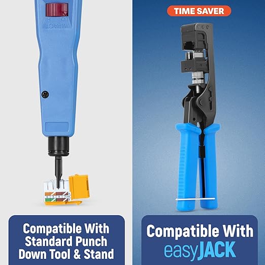 Everest 90° Angled RJ45 Cat6A Keystone Jacks 10-Pack in Yellow - Slim Profile Female RJ45 Connectors - Cat 6A Keystone Jack - Compatible with 90° Angled Speed Termination Tool - easyJACK (B094WB91H3)