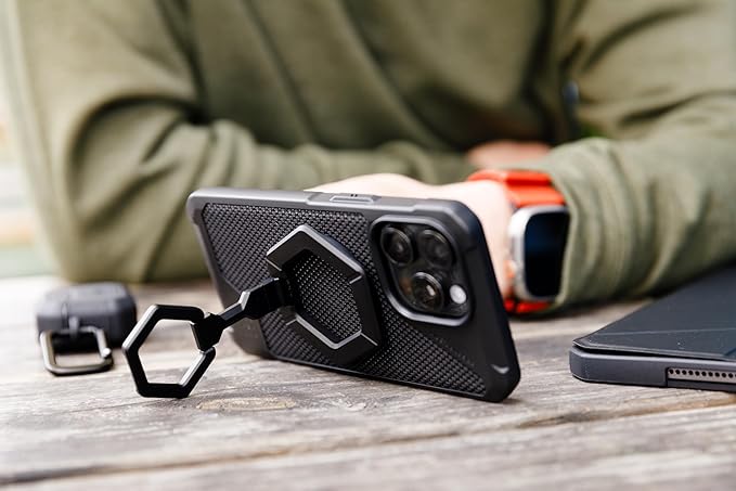 URBAN ARMOR GEAR UAG Magnetic Phone Ring Stand Compatible with MagSafe Magnet, Removable Metal Finger Ring Grip & 360 Rotation Adjustable Kickstand for iPhone 16/15, Galaxy S25, S24, Black/Black