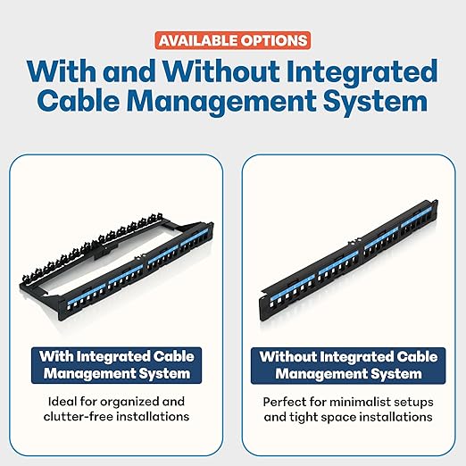 Everest 24 Port Keystone Patch Panel (4-Pack) - Removable 6-Port Panels - Use with Slim Profile Keystones ONLY (Wider Jacks May not fit Side by Side)