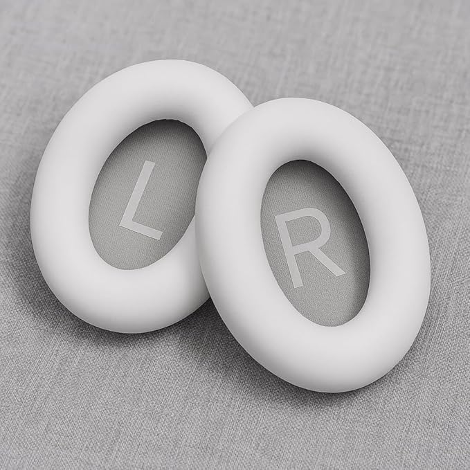 Premium Replacement Ear Pads for Bose Bose QC45– Soft Protein Leather & Memory Foam Cushions – Enhanced Noise Isolation – Easy Installation Kit,Video & Cleaning Cloth (White)