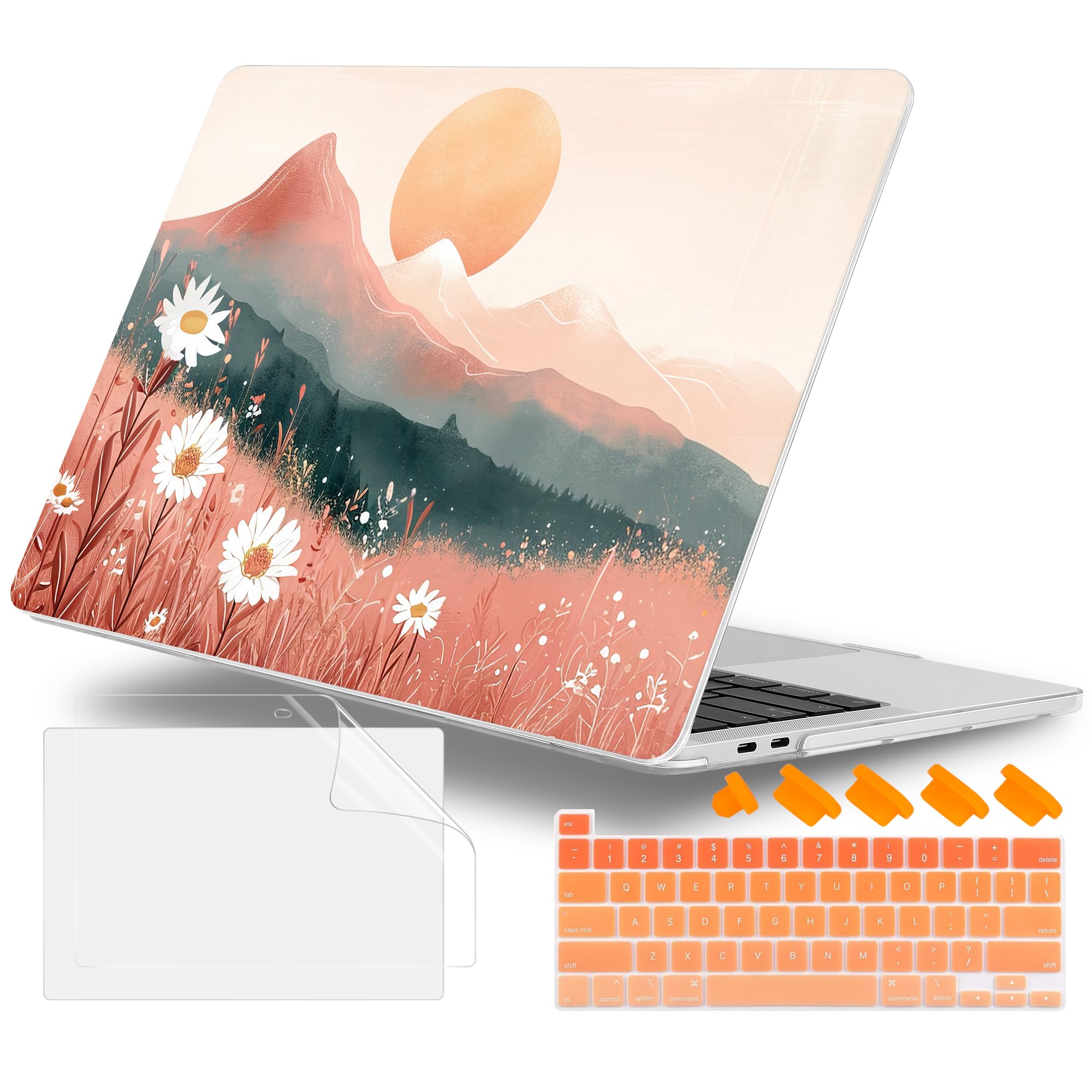 Lepeoac Case for MacBook Pro 13 inch Case M2 2022-2016 A2338 M1 A2251 A2289 A2159 A1989 A1708 A1706, Plastic Hard Shell + Keyboard Cover + Dust Plug, Mountains