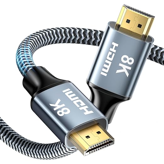 8K HDMI Cable 40 ft, 48Gbps High Speed HDMI 2.1 Cable, Braided HDMI Cable 2.1 8K 60Hz 4K 120Hz Support for HDR eARC HDCP 2.2/2.3, HDMI Cord Compatible with HDTV, Laptop, Monitor, PC