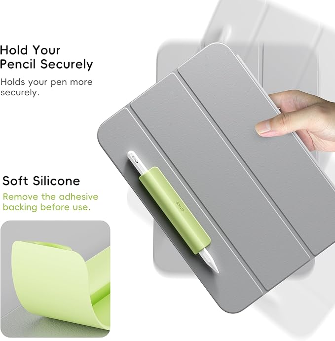 ELETIUO Silicone Pencil Holder Sleeve,Compatible with Apple Pencil (USB-C),Apple Pencil 1st/ 2nd Generation,Strong Adhesive Sticky Attached to iPad Case for Stylus Pens,Green